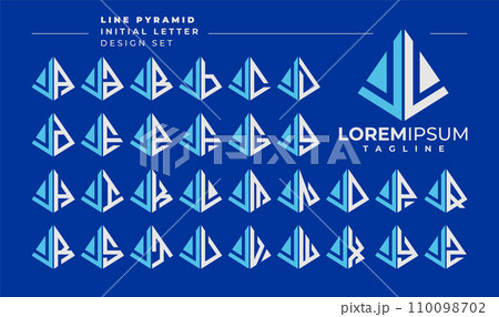 Line abstract pyramid initial letter J JL logo design set 110098702
