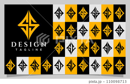 Set of sharp abstract rhombus letter S SS logo design Set of sharp abstract rhombus letter S SS logo design 110098713