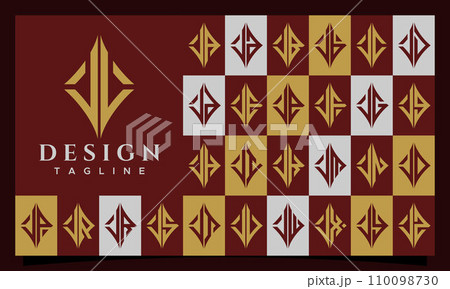 Elegant line sharp rhombus letter J JL logo design set 110098730