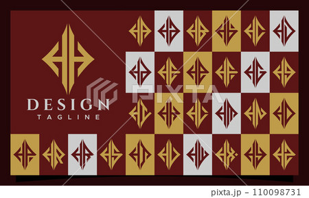Elegant line sharp rhombus letter H HH logo design set 110098731