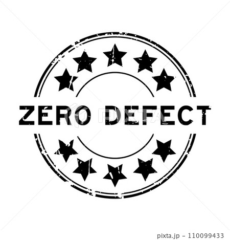 Grunge black zero defect word with star icon round rubber seal stamp on white background Grunge black zero defect word with star icon round rubber seal stamp on white background 110099433