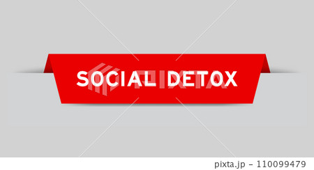 Red color inserted label with word social detoz on gray background 110099479