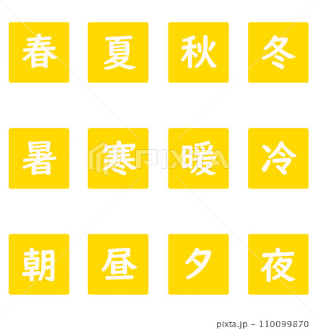 黄色の漢字一文字の四角形のアイコンセット 黄色の漢字一文字の四角形のアイコンセット 110099870