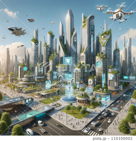 近未来的な都市 その1 AI画像のイラスト素材 [110100002] - PIXTA