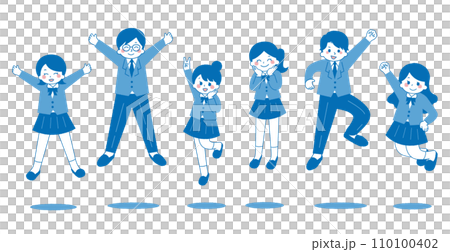 男女學生跳躍。 110100402