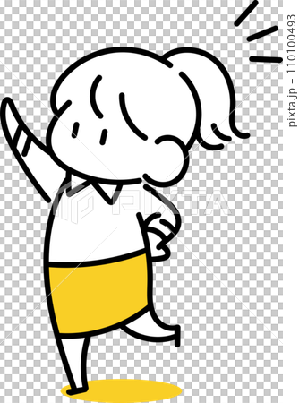 woman pointing diagonally upwards 110100493