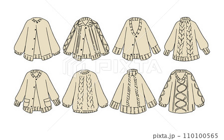 ベージュのセーターのイラストセット 110100565
