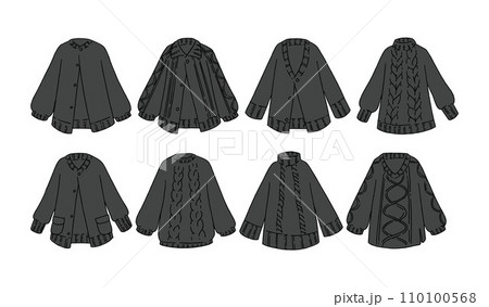 黒ニット様イラスト専用ページ 黒のセーターのイラストセットのイラスト素材 [110100568] - PIXTA