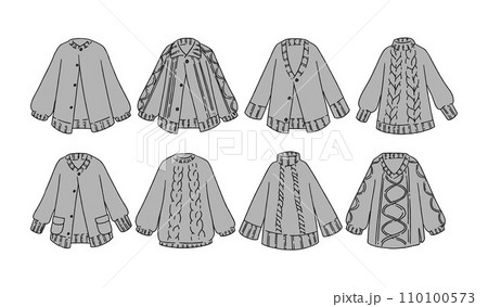 グレーのセーターのイラストセット グレーのセーターのイラストセット 110100573