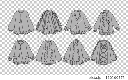 グレーのセーターのイラストセット グレーのセーターのイラストセット 110100573
