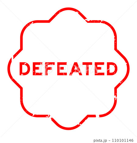 Grunge red defeated word rubber seal stamp on white background 110101146