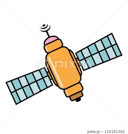 Satellite isolated on a white background, color vector illustration of a flat design in cartoon style. Satellite isolated on a white background, color vector illustration of a flat design in cartoon style. 110101302