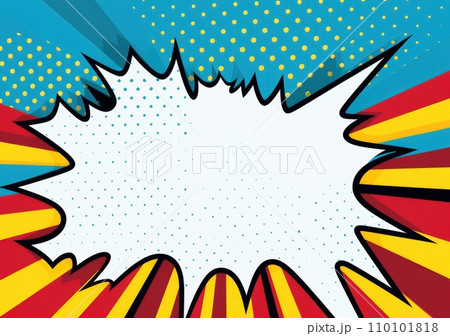 Pop art halftone background. Comic starburst pattern. Blue banner with star speech bubble Pop art halftone background. Comic starburst pattern. Blue banner with star speech bubble 110101818