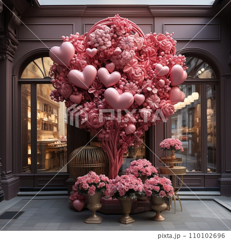 Postcard. The background of love is pink. Festive illustration. Beautiful red abstract background. Banner template. Postcard. The background of love is pink. Festive illustration. Beautiful red abstract background. Banner template. 110102696