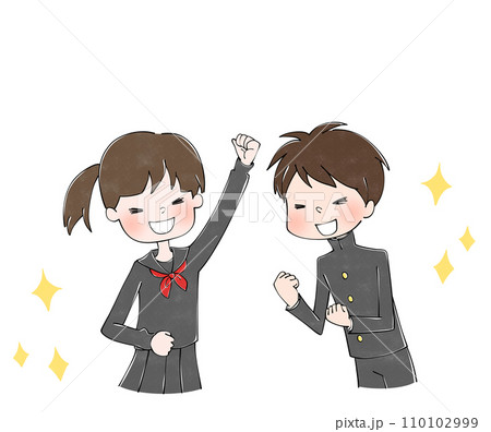 やる気のある制服の学生の男女 やる気のある制服の学生の男女 110102999