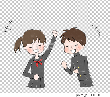 やる気のある制服の学生の男女 110103000