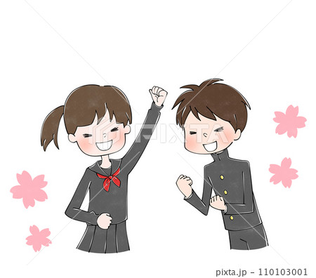 やる気のある制服の学生の男女 110103001