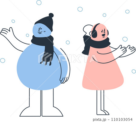 雪に喜ぶ男女 雪に喜ぶ男女 110103054