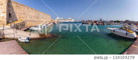 Fishing boats in Mandrak harbor on Rhodes island. Fishing boats in Mandrak harbor on Rhodes island. 110103279