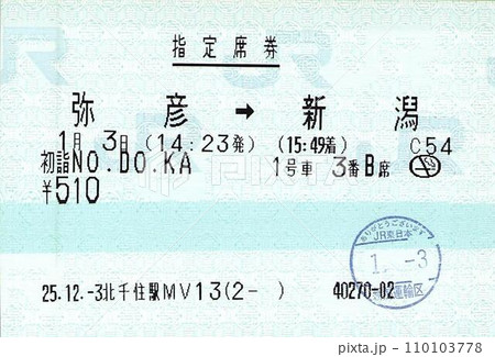 初詣列車指定券 NODOKA 弥彦線  110103778