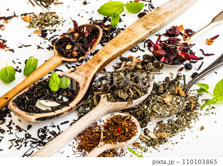 Tea on white table Tea on white table 110103865