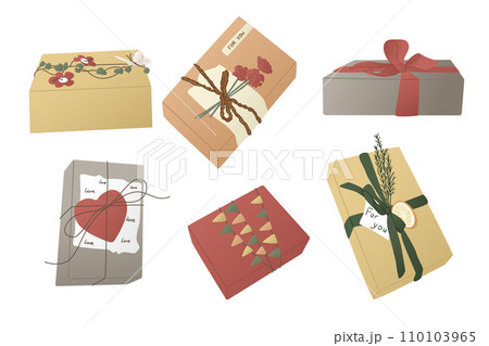 Big set of elegant wrapped gift boxes on holidays Big set of elegant wrapped gift boxes on holidays 110103965