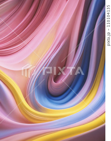 smoothly melting oil art paints, pink, blue, yellow, gold sparcles, smooth lines, pastel colors, abstract background 110104135