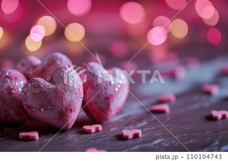 AI-generated content. Valentine's day event card cute and pink style, copy space for text. Generative AI 110104743