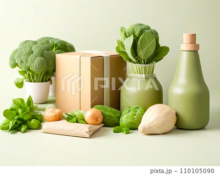 Organic products in cardboard box. 110105090