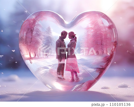 Love couple inside the crystal heart.のイラスト素材 [110105136] - PIXTA