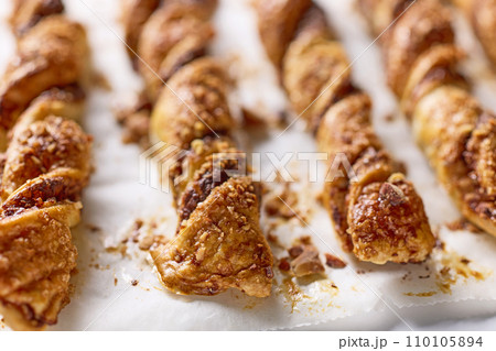close up of freshly baked pastries 110105894