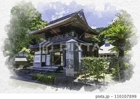 水彩画風　小浜　常高寺　山門　福井県小浜市 110107899