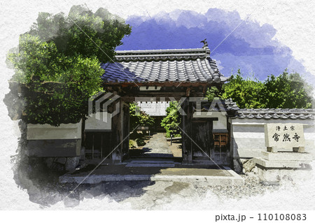 水彩画風　小浜　常然寺　福井県小浜市 110108083