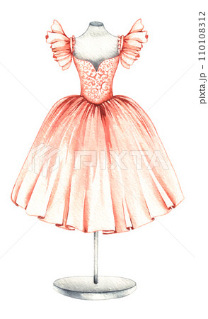 Watercolor ballerina dress on a hanger on a stand - Stock Illustration  [110108312] - PIXTA