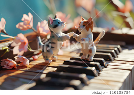 ピアノとネコちゃん(桜)-3 ピアノとネコちゃん(桜)-3 110108784