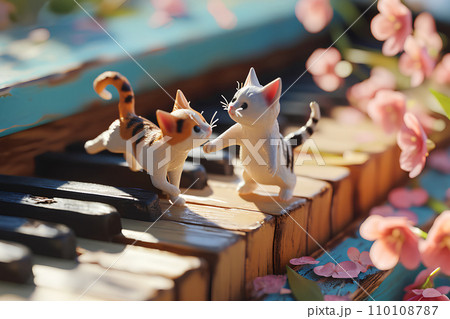 ピアノとネコちゃん(桜)-3 ピアノとネコちゃん(桜)-3 110108787