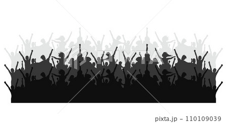 Silhouette of a cheerful crowd of people in party celebration. Vector illustration. 110109039