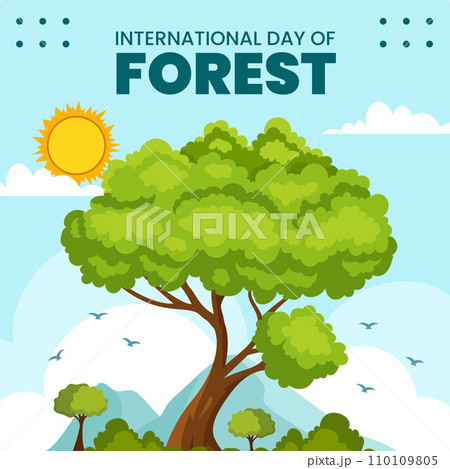 Forest Day Social Media Illustration Flat Cartoon Hand Drawn Templates Background 110109805
