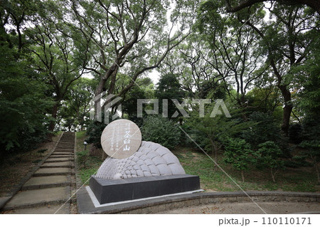 大阪、浪速、天王寺、一心寺から四天王寺、茶臼山、天王寺公園、公園から新世界と通天閣を望む夕焼け空 110110171