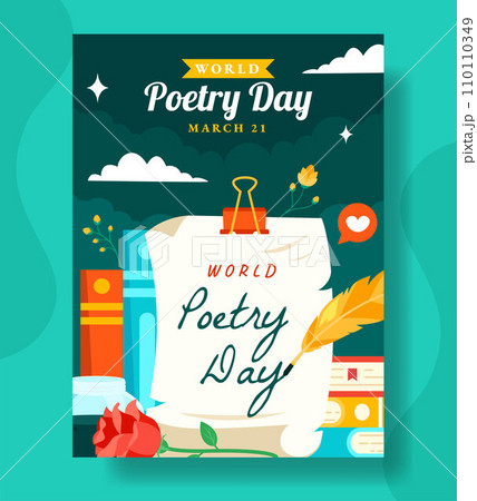 Poetry Day Vertical Poster Flat Cartoon Hand Drawn Templates Background Illustration Poetry Day Vertical Poster Flat Cartoon Hand Drawn Templates Background Illustration 110110349