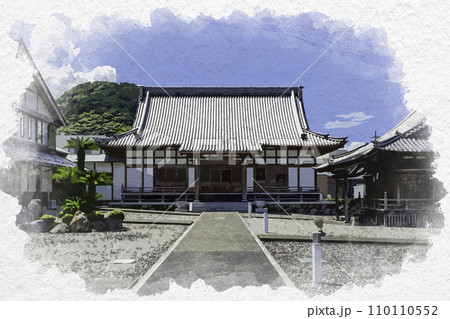 水彩画風 小浜 長源寺 本堂 福井県小浜市 水彩画風 小浜 長源寺 本堂 福井県小浜市 110110552