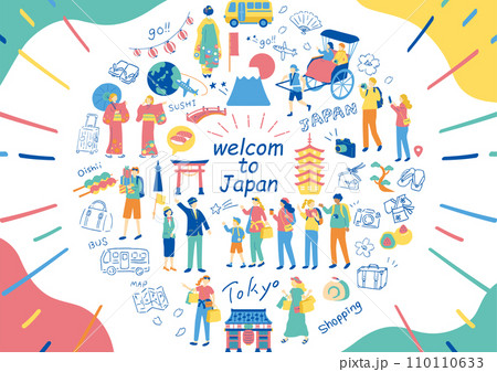 日本観光を楽しむ外国人 日本観光を楽しむ外国人 110110633