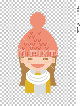 A smiling foreign girl in a pink knitted hat A smiling foreign girl in a pink knitted hat 110110673