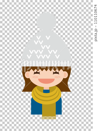 Girl in a gray knitted hat smiling Girl in a gray knitted hat smiling 110110674