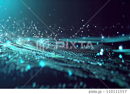 abstract futuristic digital landscape particles on circuit board abstract futuristic digital landscape particles on circuit board 110111557