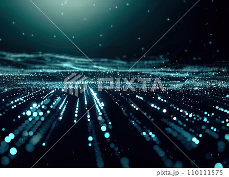 abstract futuristic digital landscape particles on circuit board abstract futuristic digital landscape particles on circuit board 110111575
