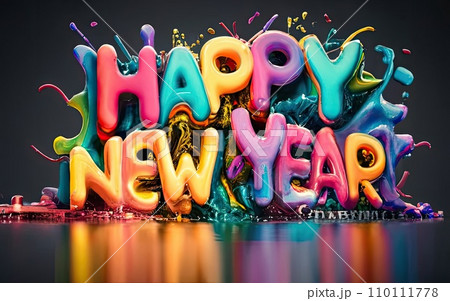 Happy New Year text  110111778