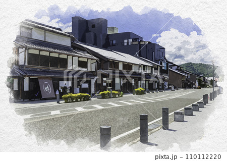 水彩画風　小浜　濱参道　小浜市まちの駅・旭座　福井県小浜市 110112220