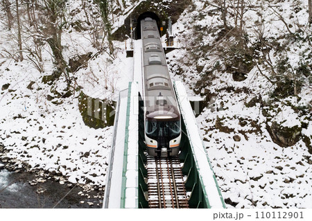 【高山本線】トンネルを抜け鉄橋を渡る特急ひだ11号 110112901