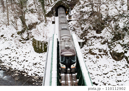 【高山本線】トンネルを抜け鉄橋を渡る特急ひだ11号 【高山本線】トンネルを抜け鉄橋を渡る特急ひだ11号 110112902